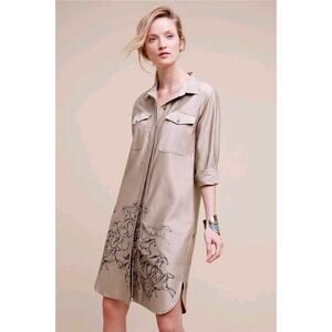 New NWT Maeve by Anthropologie  Equine Dress Neutral Shirt dress NWT